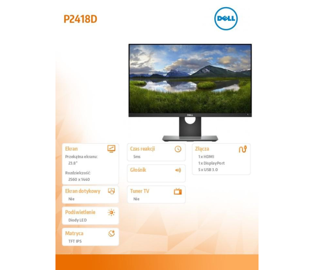 Dell 23,8'' P2418D 210-AMPS/5Y Czarny - 1382247 - zdjęcie 2